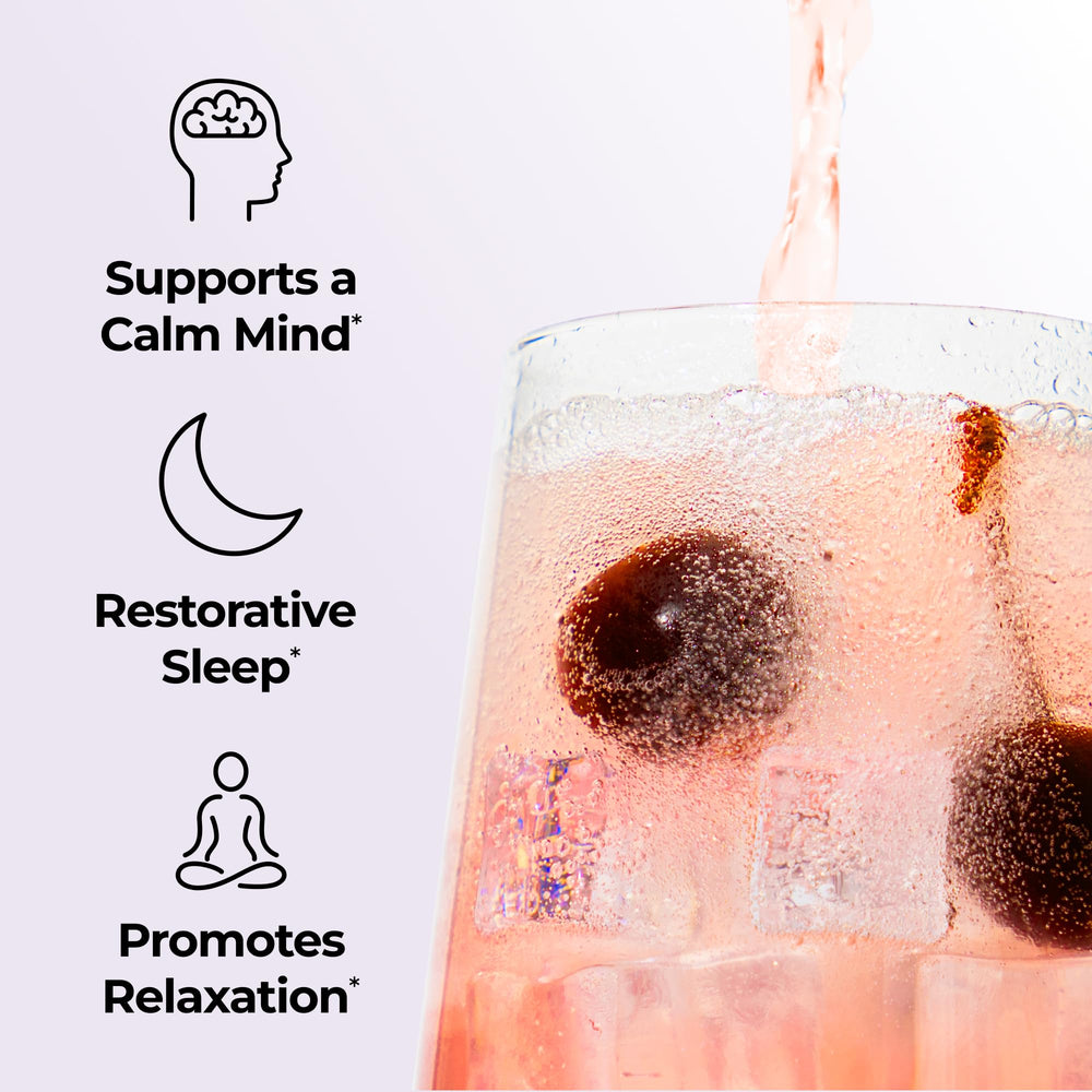 Cherry lemon flavored Hum Dream Team drink supporting nightly unwind.