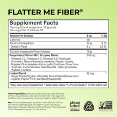 Hum Flatter Me fiber powder scoop measuring a serving for easy daily intake.