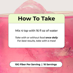 Hum Flatter Me fiber powder strawberry lemon shake in progress for digestion support.
