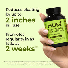 HUM Flatter Me herbal blend image featuring ginger peppermint fennel for digestion