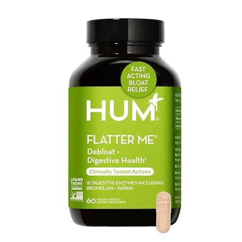HUM Flatter Me packaging on shelf suggests daily digestive support for busy lifestyles.