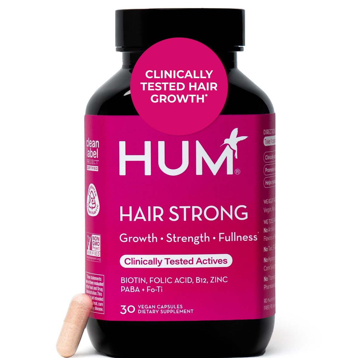 Hum Hair Strong bottle front view for daily hair wellness