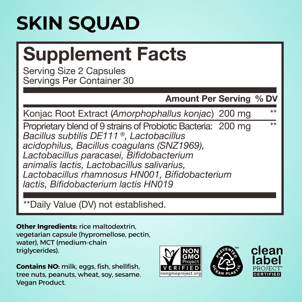 Hum Skin Squad gut harmony visual communicates microbiome balance potential.