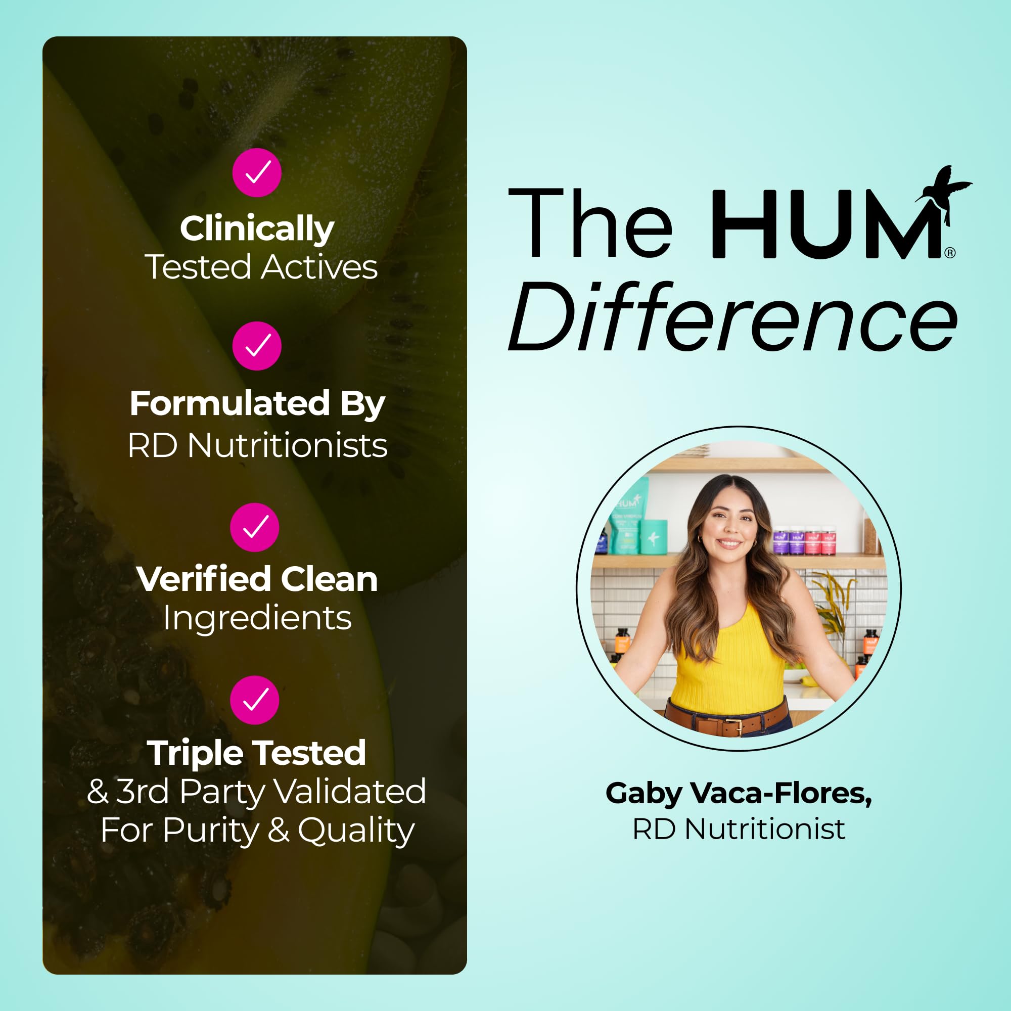 Hum Skin Squad product closeup signals simple daily supplement routine.