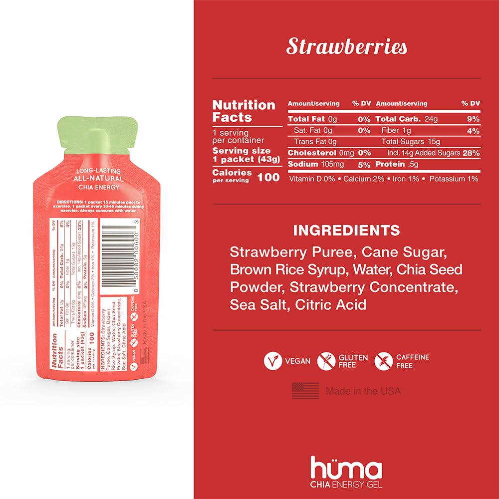 HÜMA Chia Energy Gel bottle used during a run for steady energy.