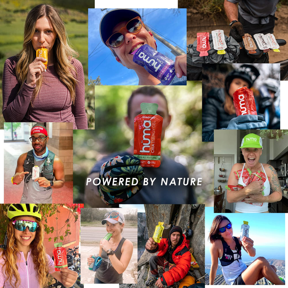 Huma Chia Energy Gel raspberry lemonade flavor close-up ideal during long rides.