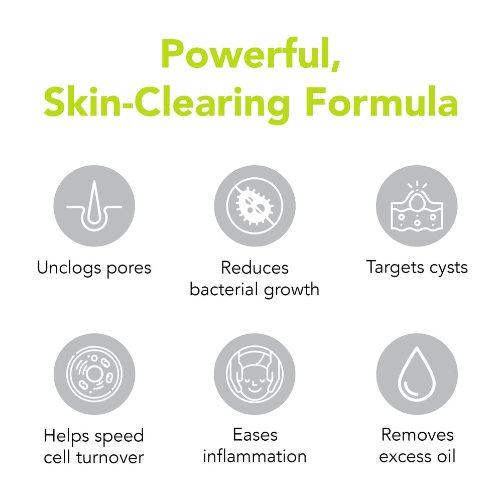 Pump close-up on Humane Acne Wash showing convenient dispensing for easy use.
