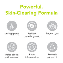 Pump close-up on Humane Acne Wash showing convenient dispensing for easy use.