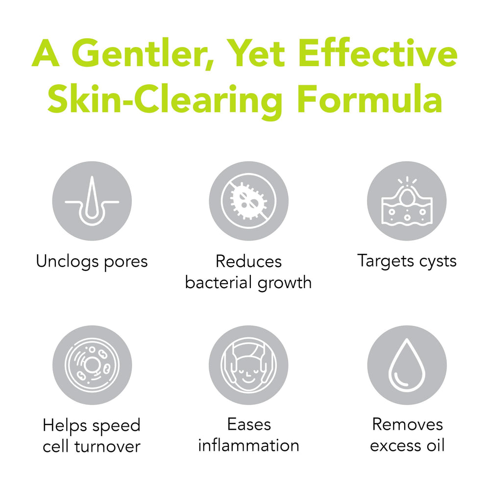 Humane benzoyl peroxide face wash application on face demonstrates even layer cleansing