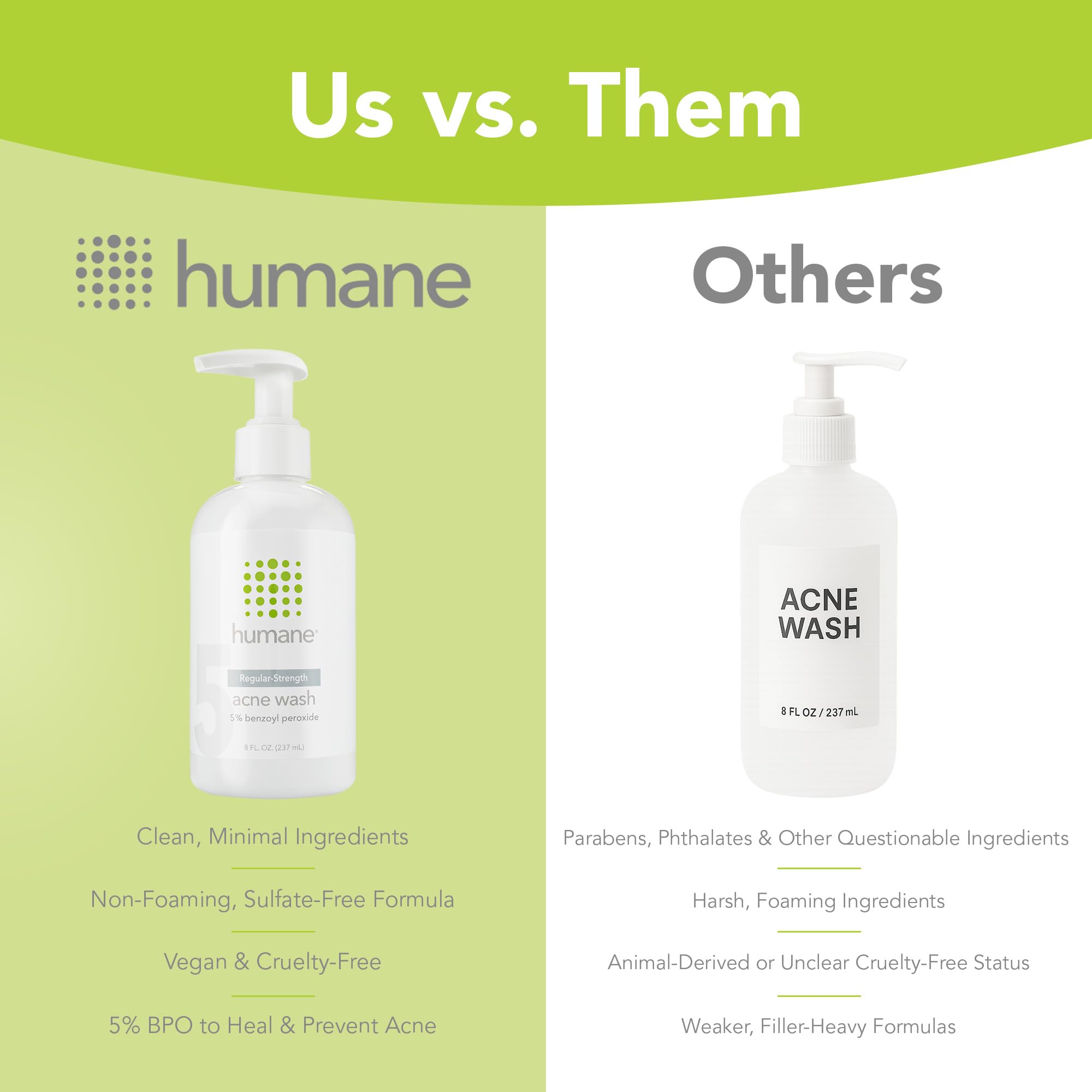 Humane benzoyl peroxide face wash vegan cruelty-free promise