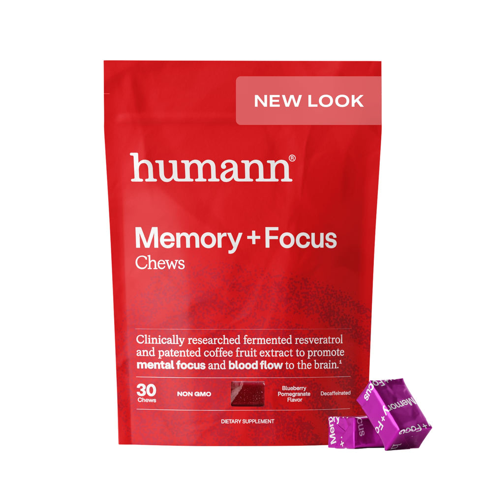 Humann Memory and Focus Chews with beet root powder, supports memory and focus.