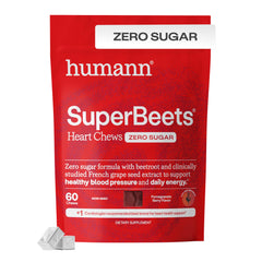 Humann SuperBeets Heart Chews packaging on display for convenient heart health snacking.