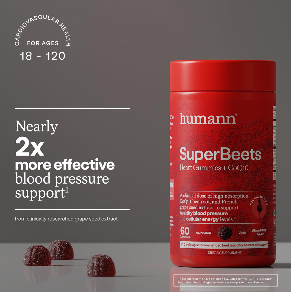 Humann SuperBeets CoQ10 boost label emphasizing high absorption.