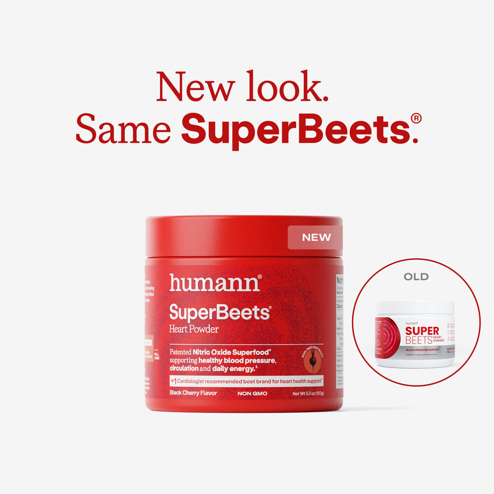 Humann SuperBeets beet powder scoop demonstrates caffeine-free pre-workout energy