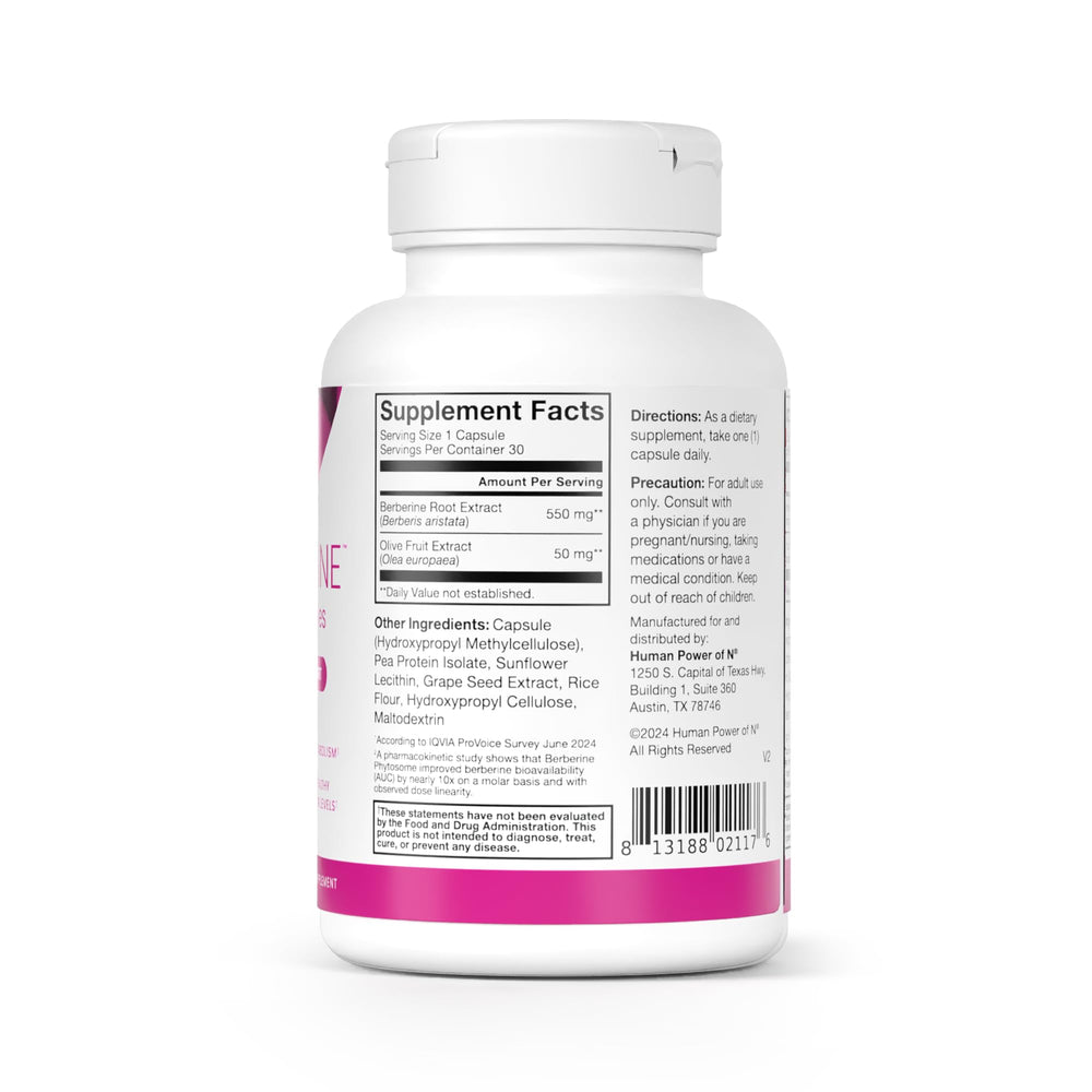 Humann SuperBerine capsule closeup emphasizes a portable, easy daily dose