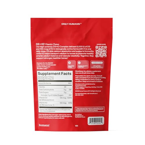 Humann Vitamin D3 + K2 Chews on store shelf promoting ongoing bone health.