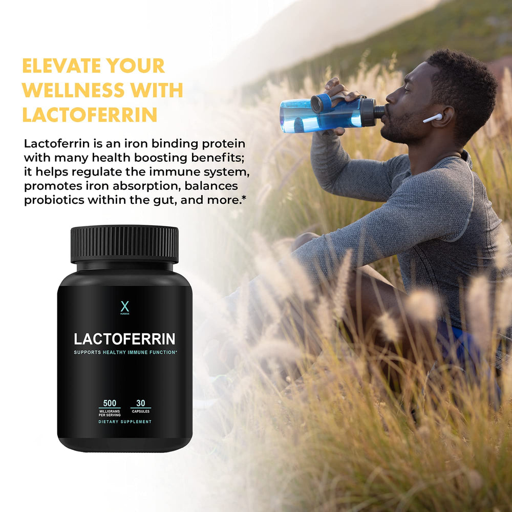 HUMANX Lactoferrin 500mg ingredients in a purity-focused bottle for clean supplementation