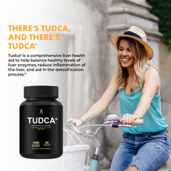 HUMANX TUDCA+ bottle close-up label offers clear dosage and easy daily use.