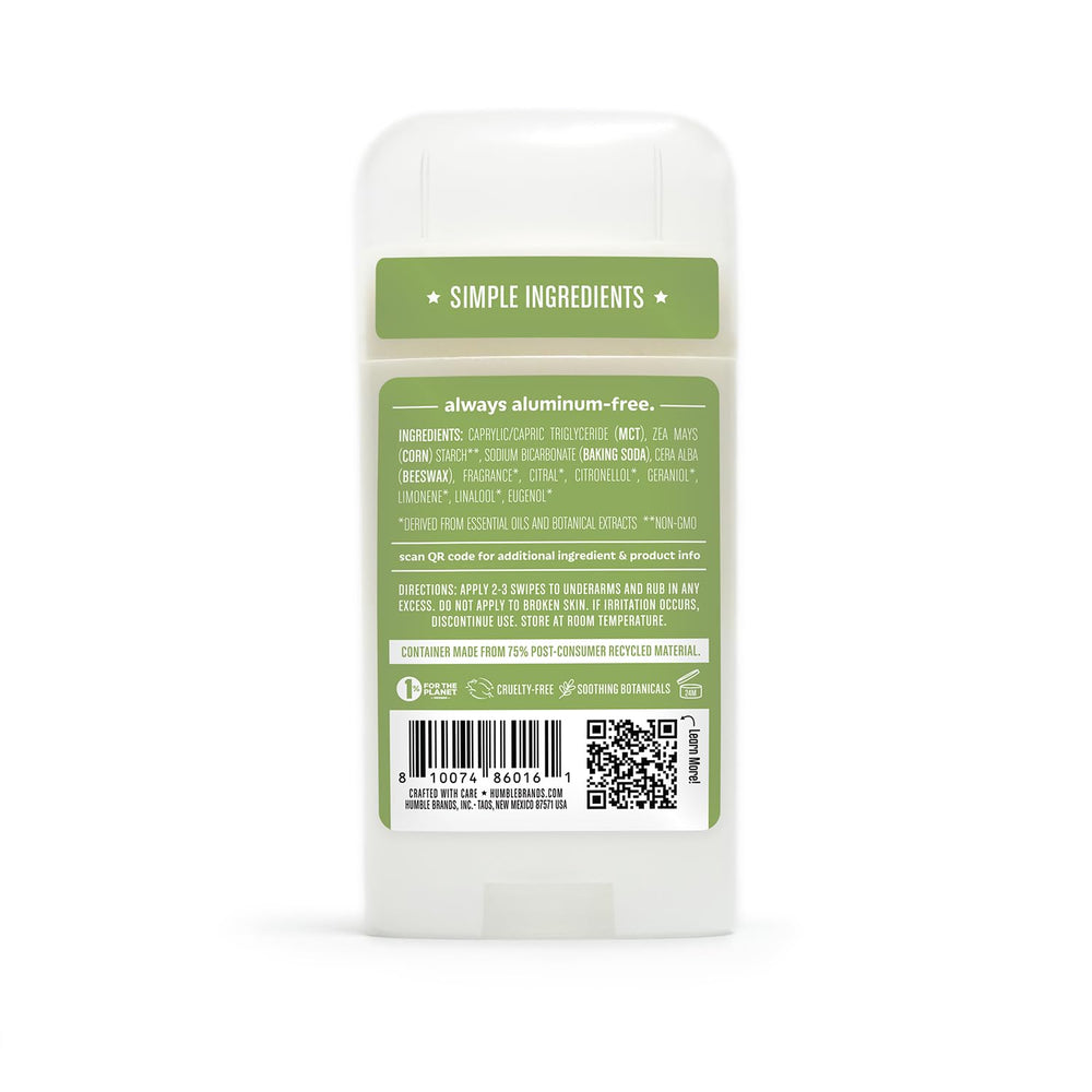 Aluminum-free formula on Humble deodorant emphasizes simple, clean ingredients.
