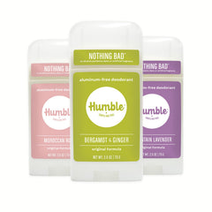 HUMBLE aluminum-free deodorant stick in subtle citrus for daily freshness.