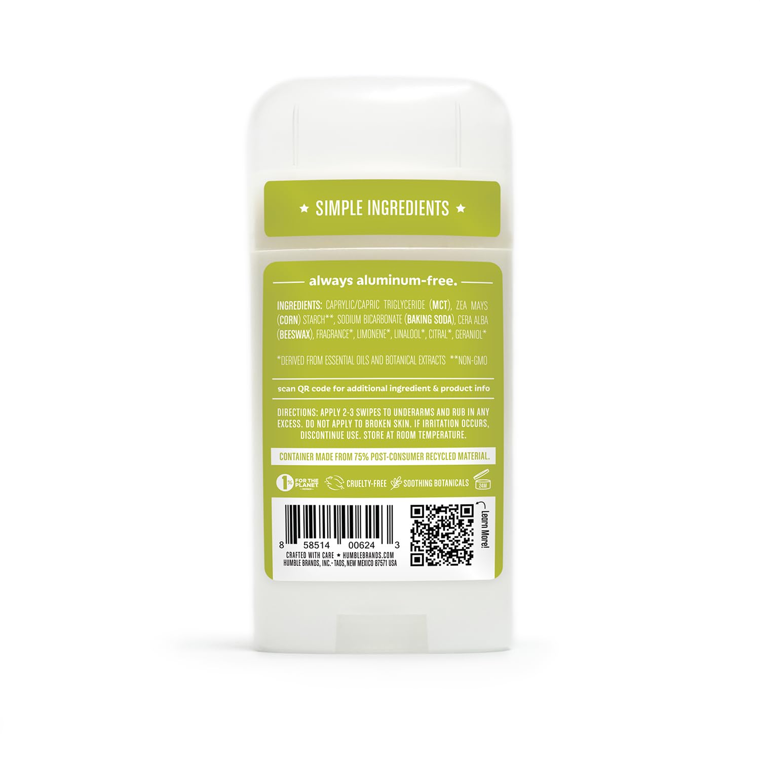 HUMBLE deodorant application close-up showing smooth glide.