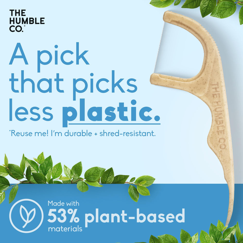 The Humble Co plant-based materials floss picks emphasize lower plastic use.
