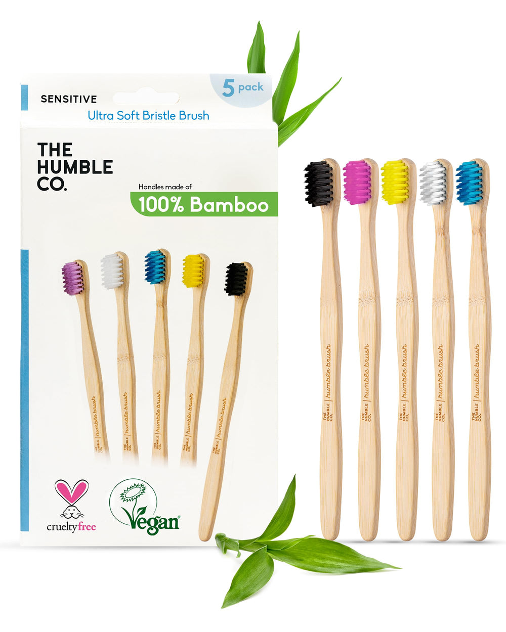 The Humble Co bamboo toothbrush with ultra-soft bristles for sensitive gums.