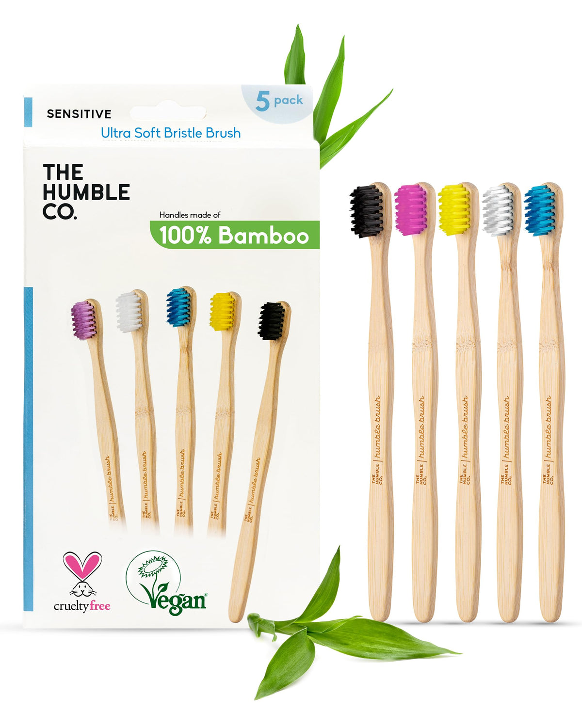 The Humble Co bamboo toothbrush with ultra-soft bristles for sensitive gums.