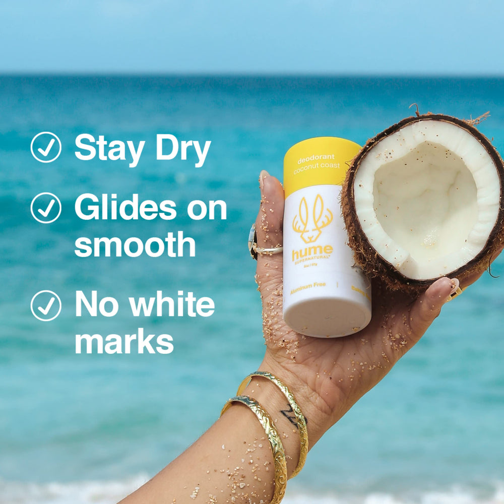 HUME SUPERNATURAL dermatologist-tested packaging emphasizes safety and allergy-friendly use.