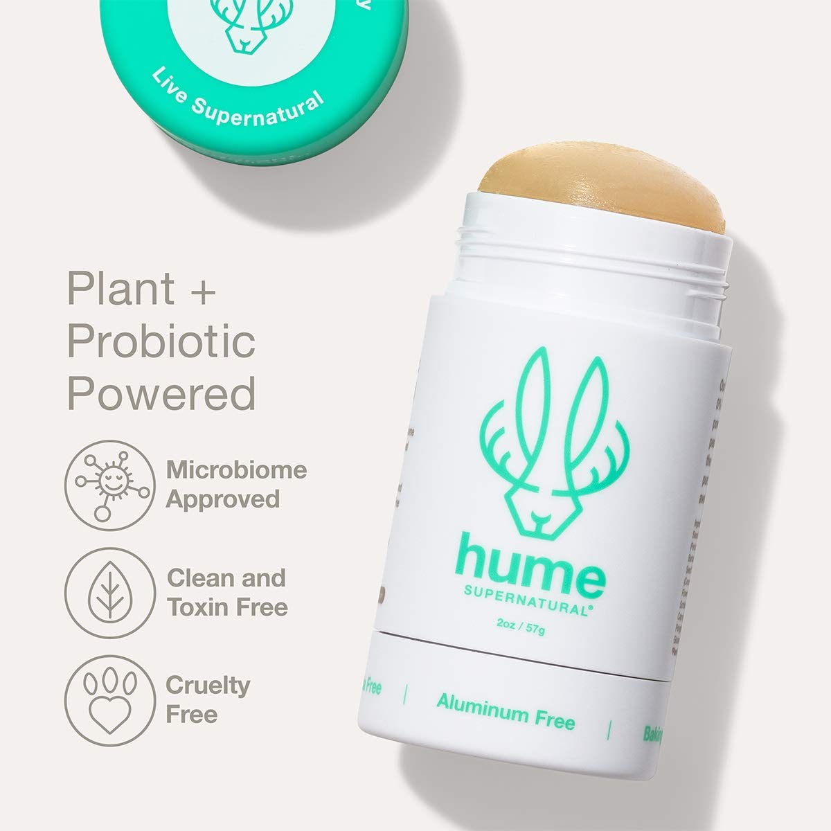 Hume Supernatural probiotic blend underarm care neutralizes odor at the source.