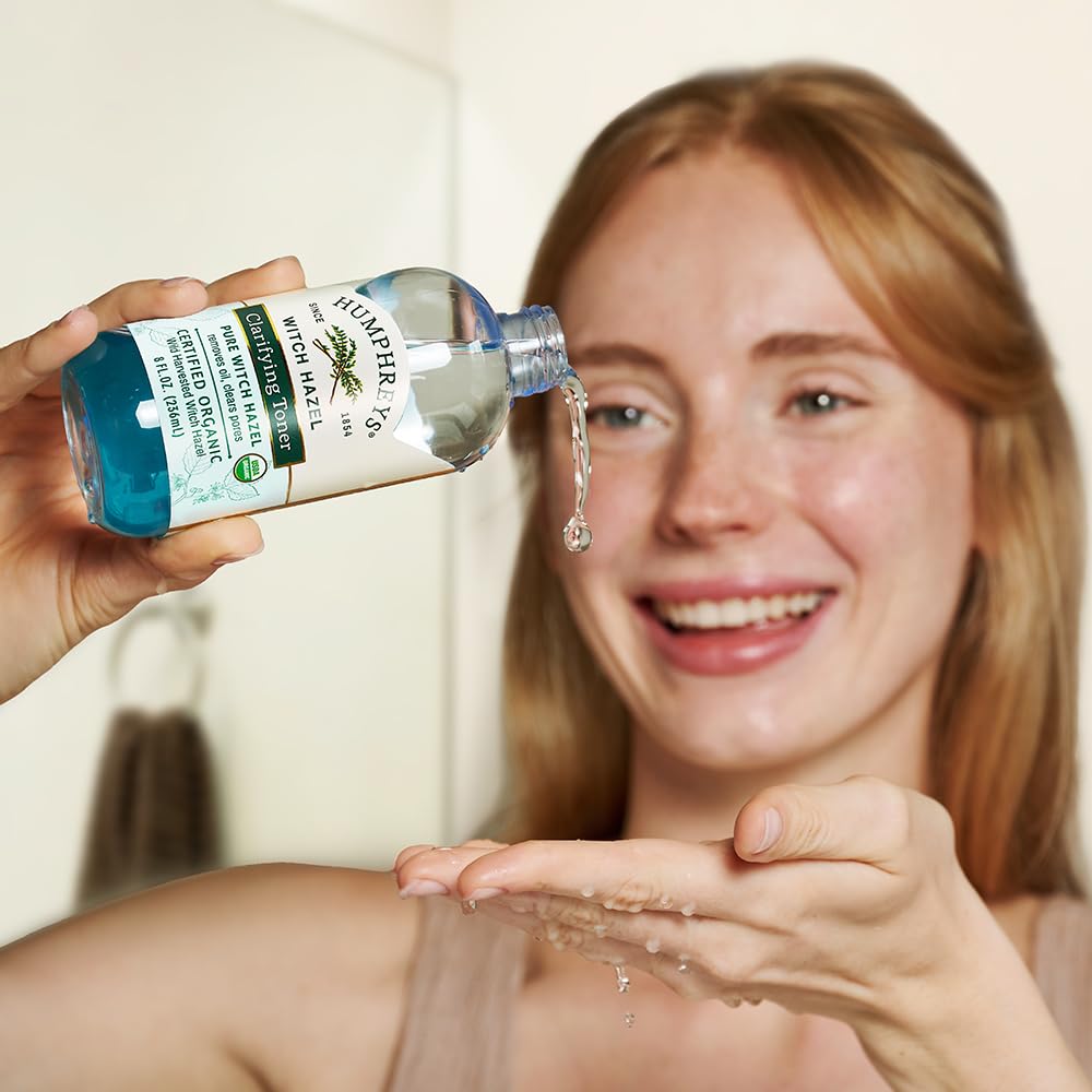 Dispensing close-up of Humphreys toner bottle for easy daily use