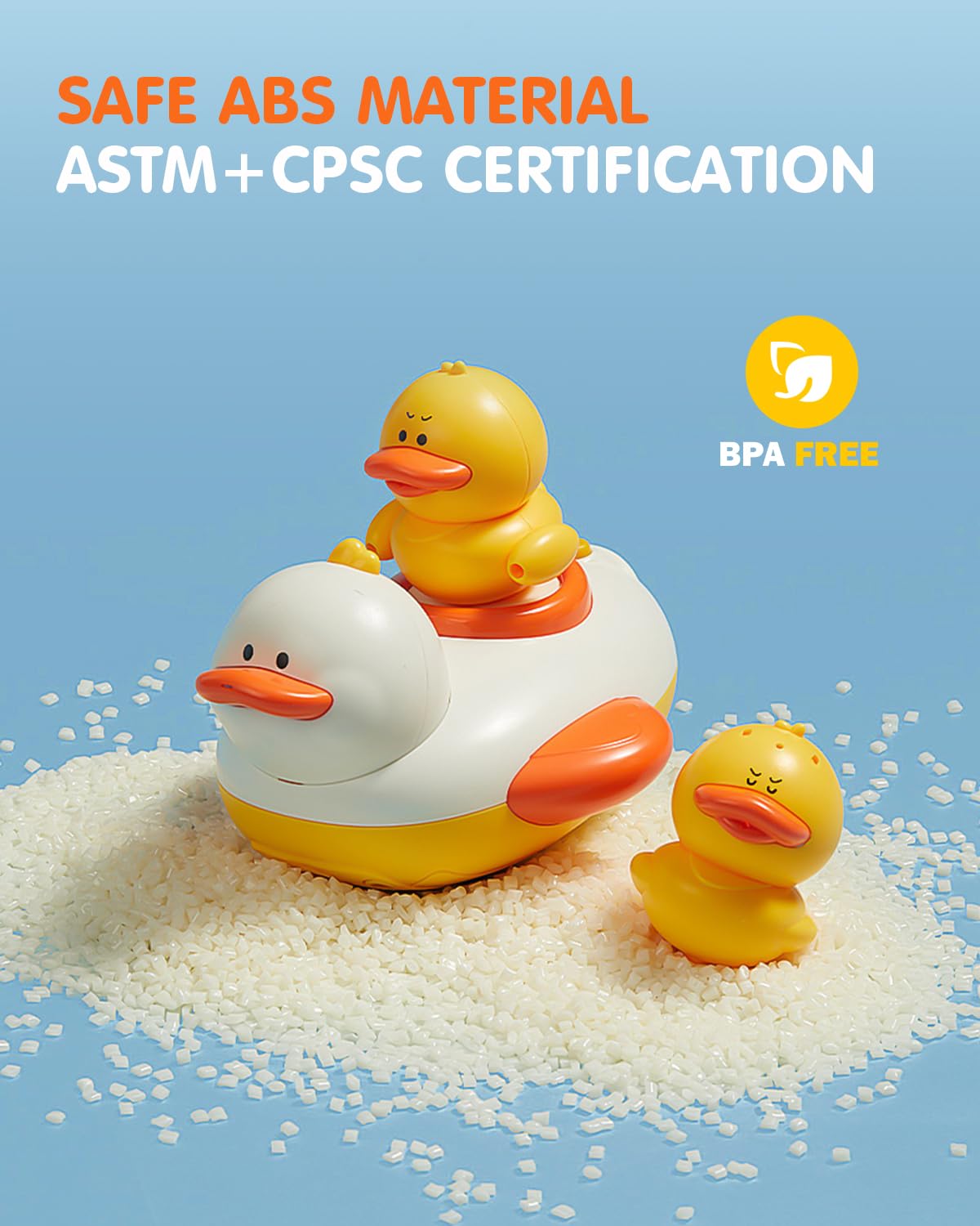 Humzo Duckie bath shower head ABS material rounded edges for safety