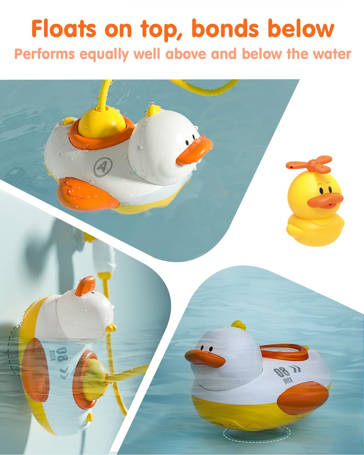 Humzo Duckie bath shower head dual waterproof design protects the battery area