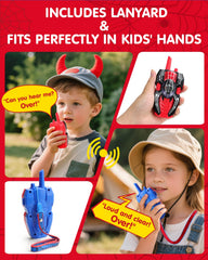 Humzo Spider Hero walkie talkie battery compartment secured for parent access.