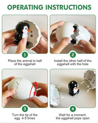 Humzo wind-up penguin mechanism enables battery-free motion during play.