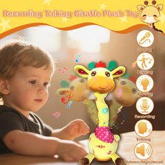Hunfur giraffe toy sings back, encouraging interactive play and listening skills.