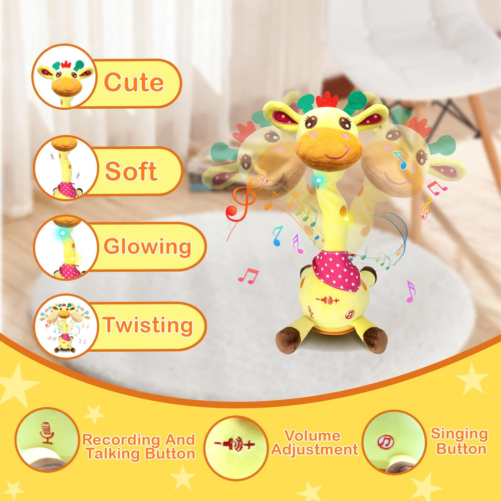 Hunfur plush giraffe toy uses soft textures for gentle touch experiences.