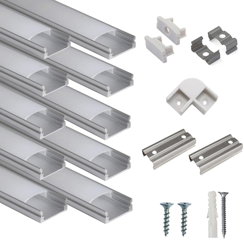 Hunhun U-shaped LED channel with milky diffuser for even lighting.