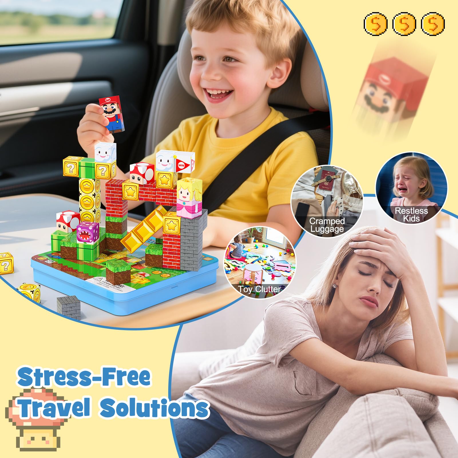 Hunloot kid-friendly set easily fits into backpacks for travel.