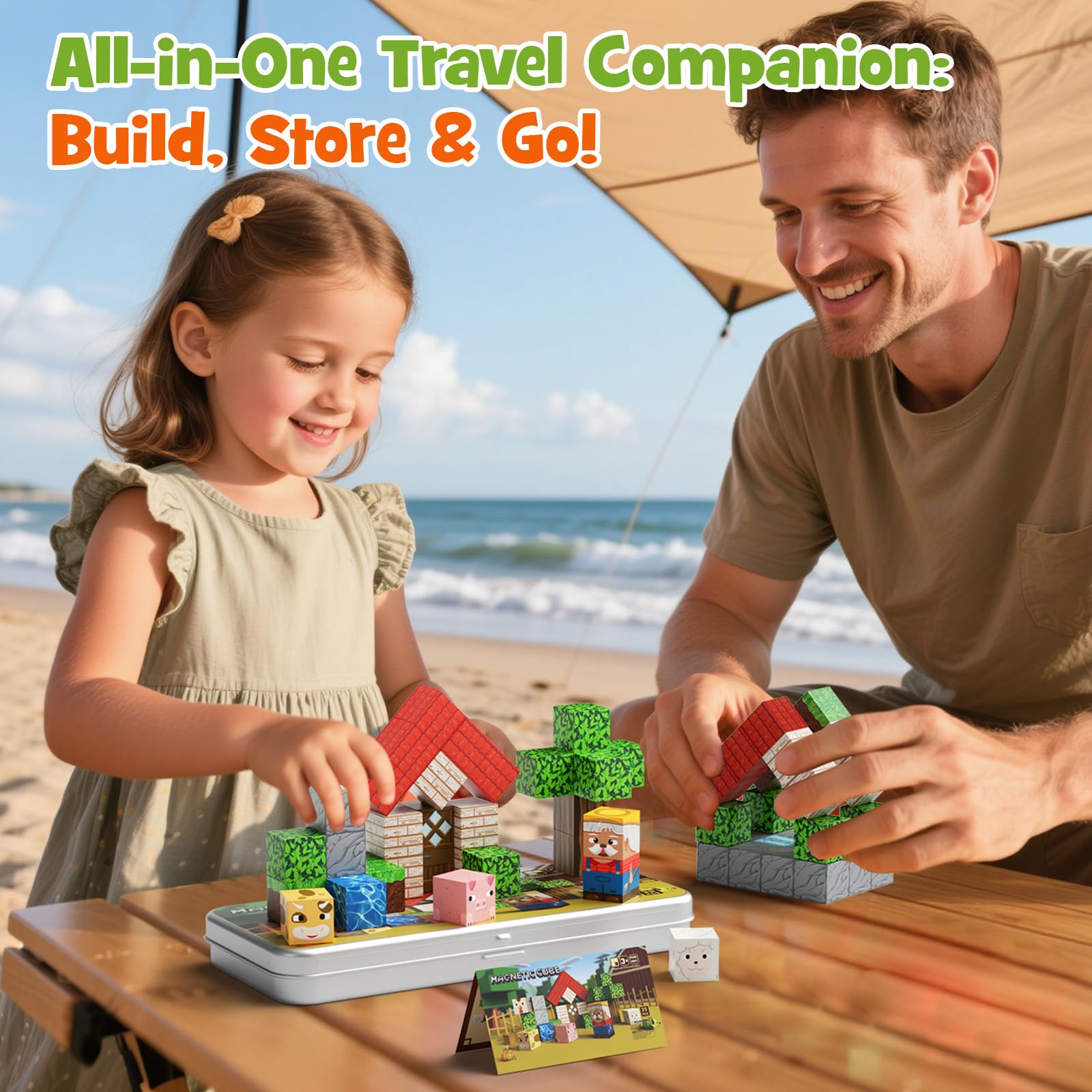 Hunloot Mini Magnetic Blocks Play on Plane Tray for learning