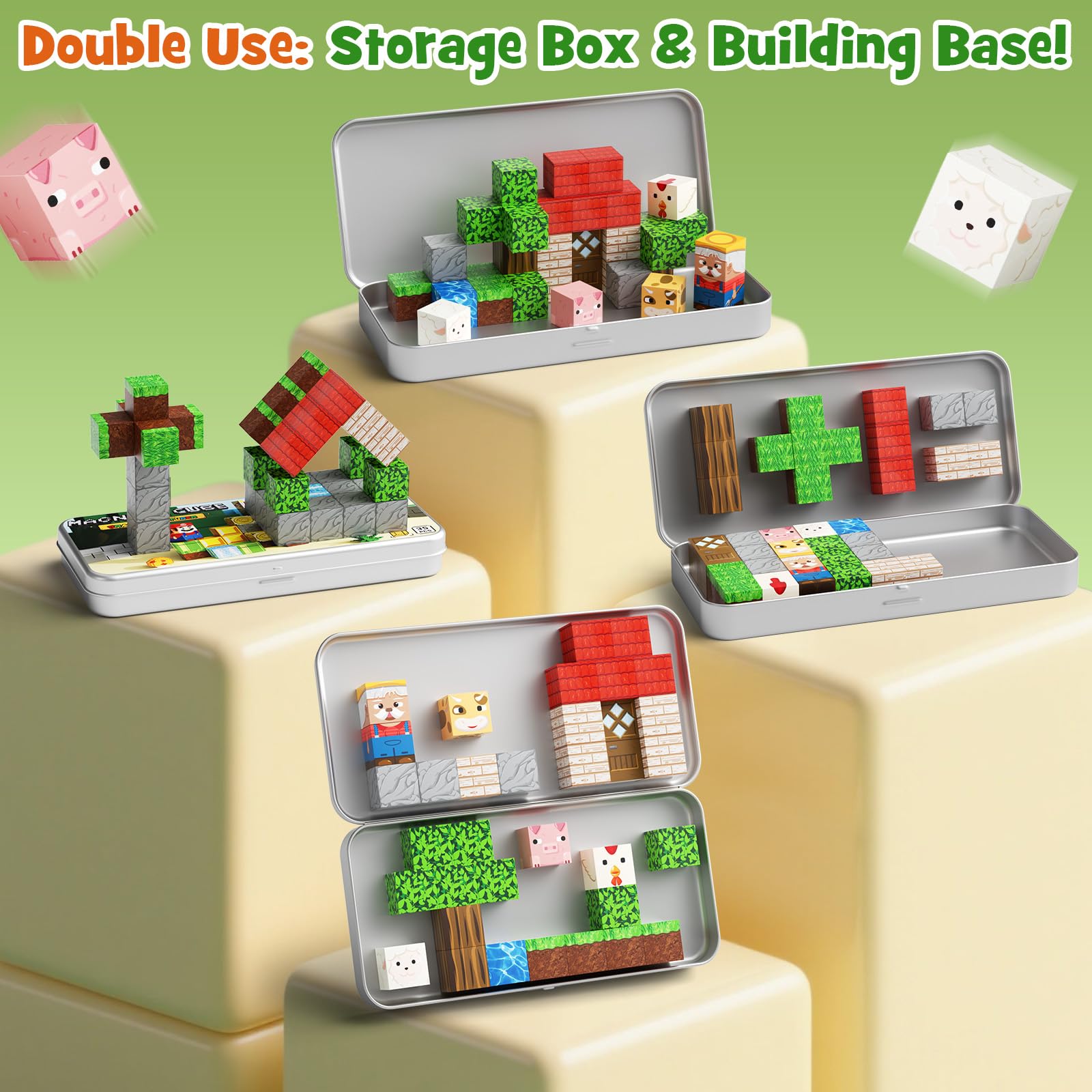 Hunloot Mini Magnetic Blocks Tiles on Fridge demonstrate versatile surfaces