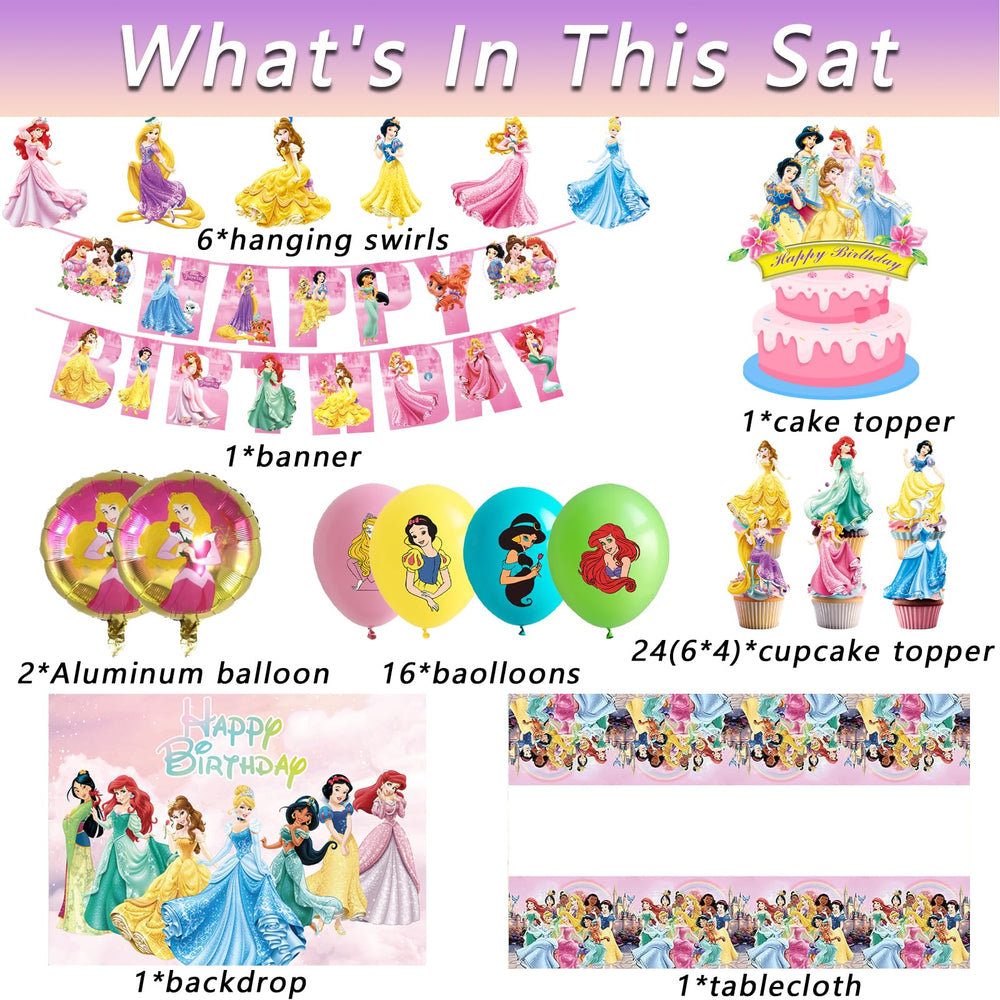 Hupalun Disney Princess backdrop creates a magical party photo wall