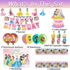 Hupalun Disney Princess backdrop creates a magical party photo wall