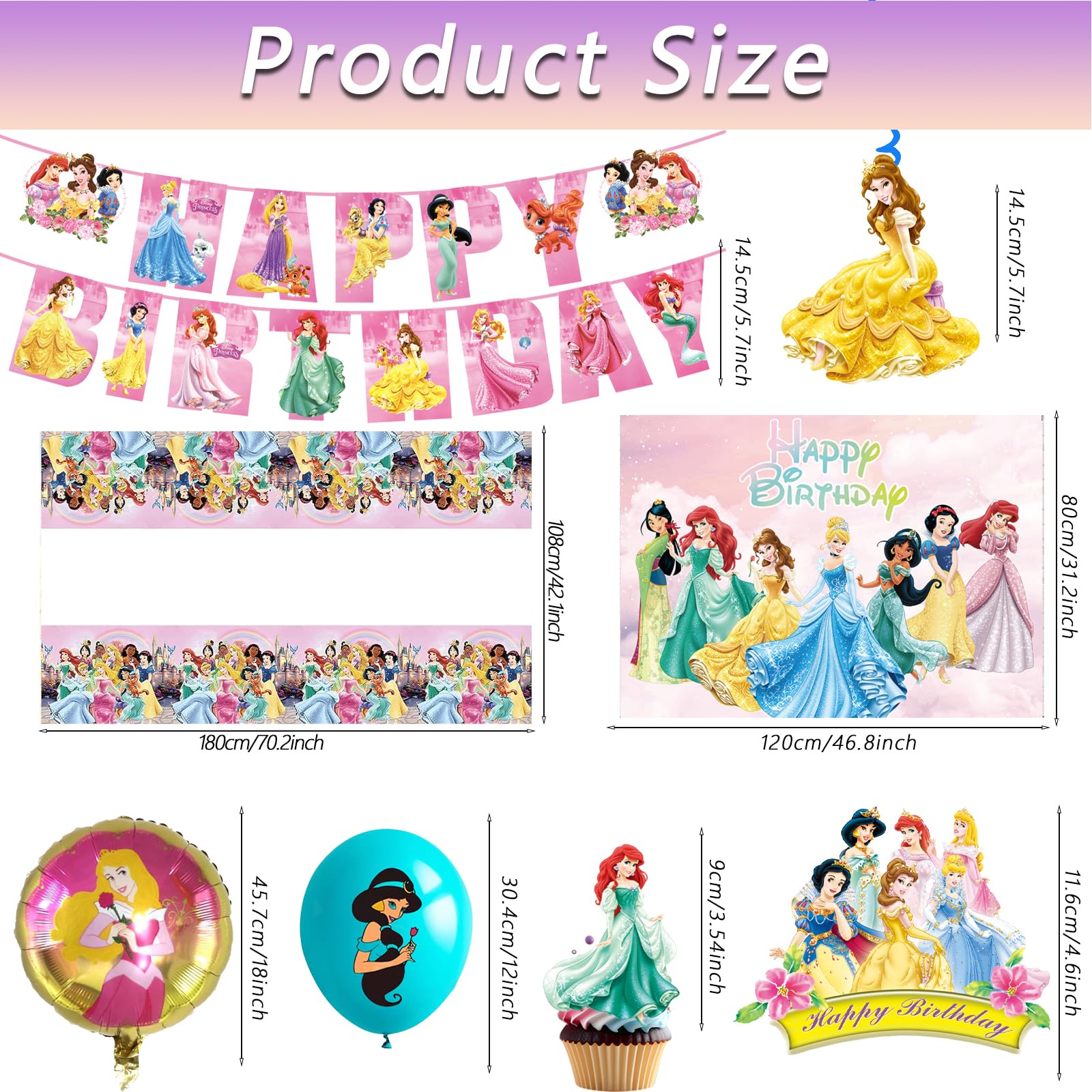 Hupalun Disney Princess balloons providing colorful, kid-friendly party decor