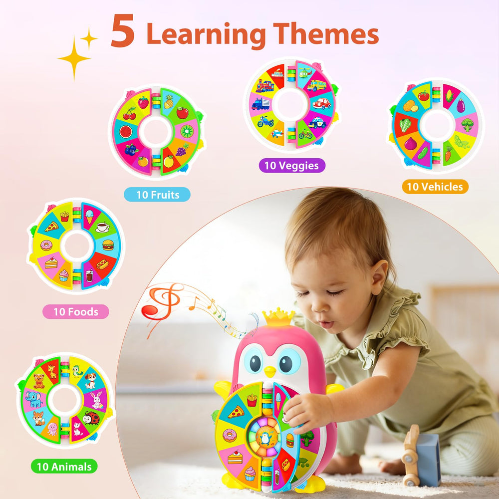 Hurdaos penguin five themed pages teach animals fruits vehicles veggies and foods
