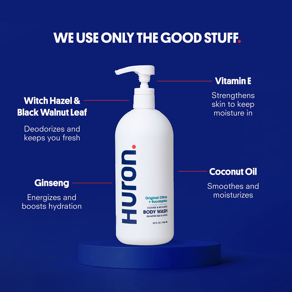 Huron Body Wash citrus-splash highlights a bright, uplifting start to your day
