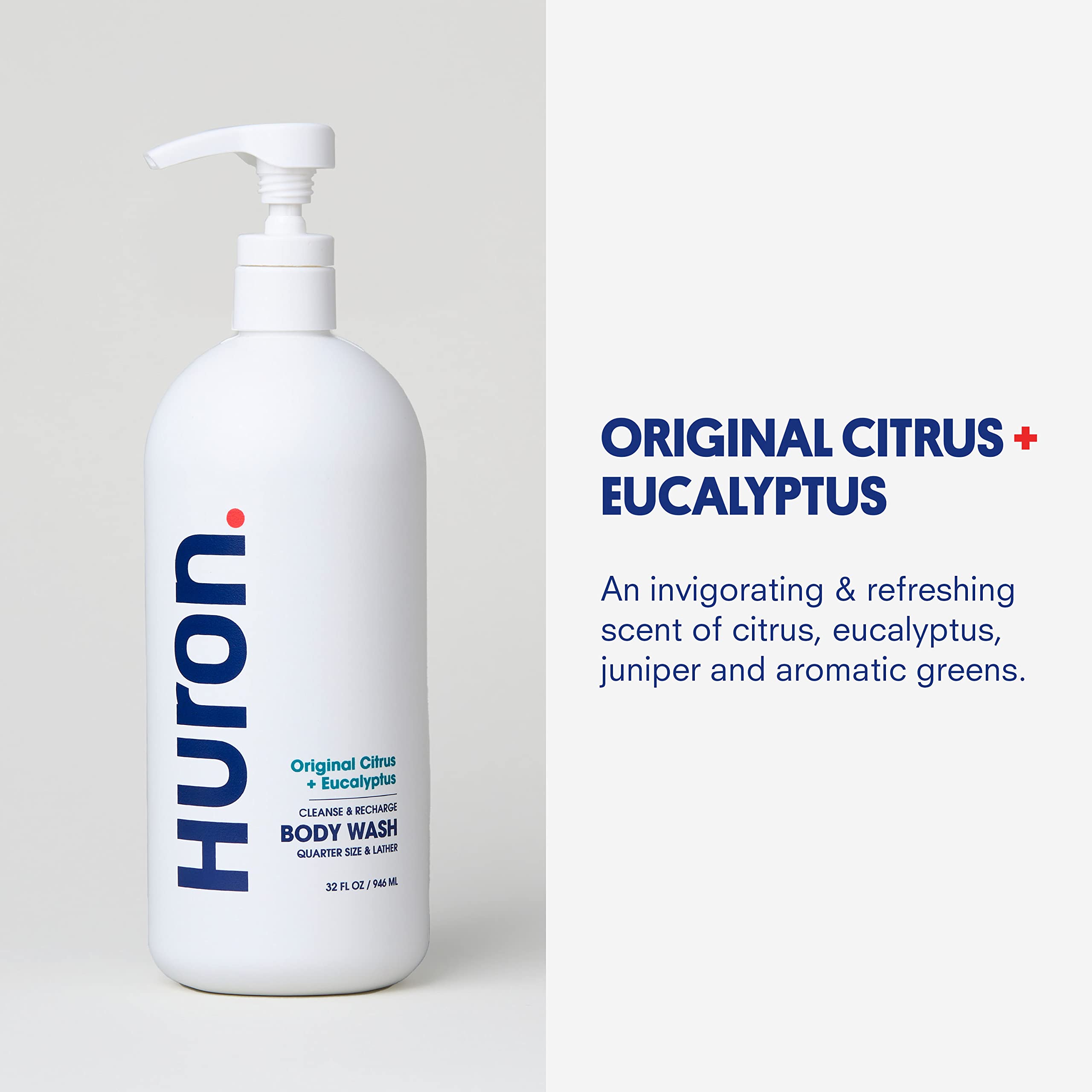 Huron Body Wash eucalyptus-swirl evokes cool clarity and skin-friendly hydration