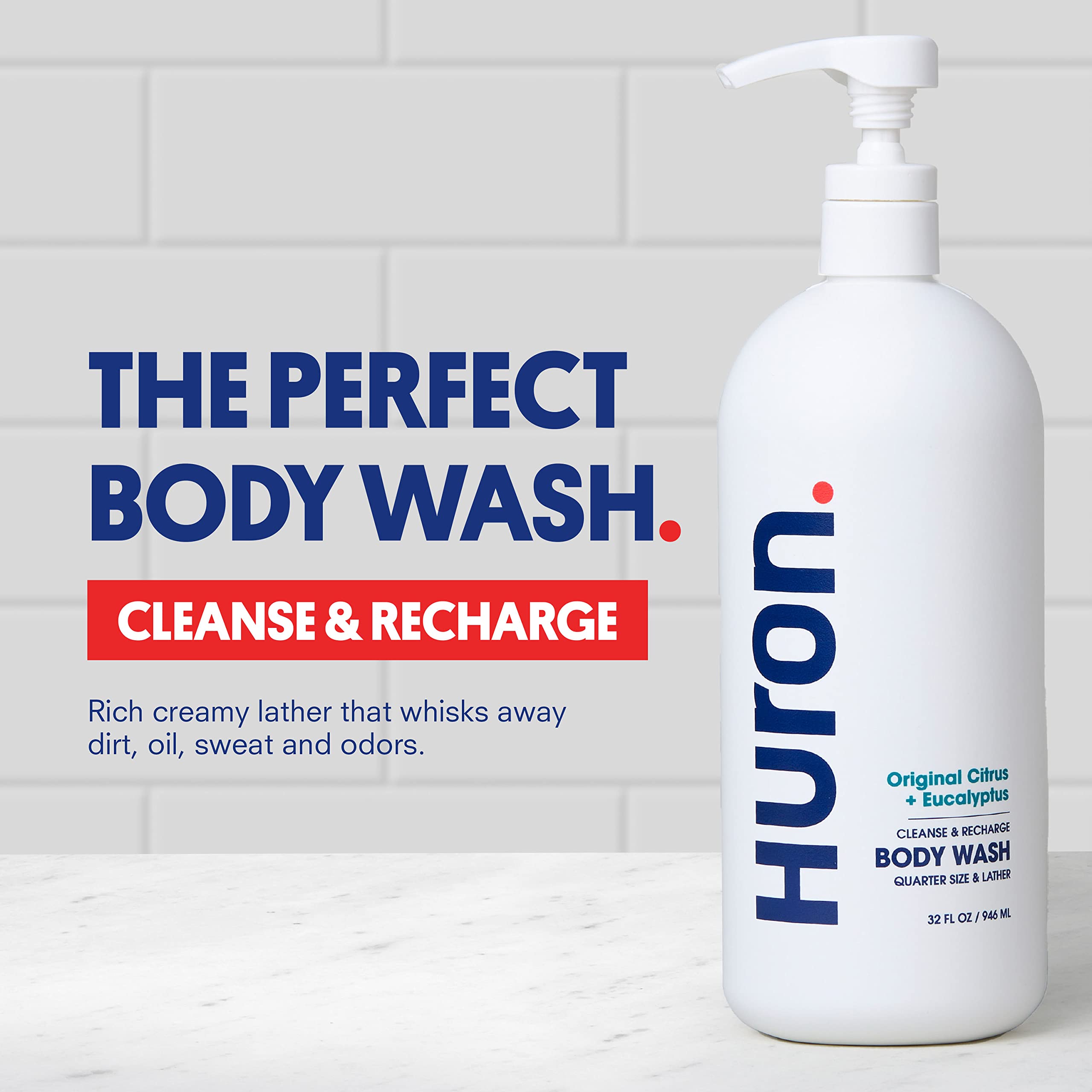 Huron Body Wash rich-lather demonstrates deep cleansing without over-drying