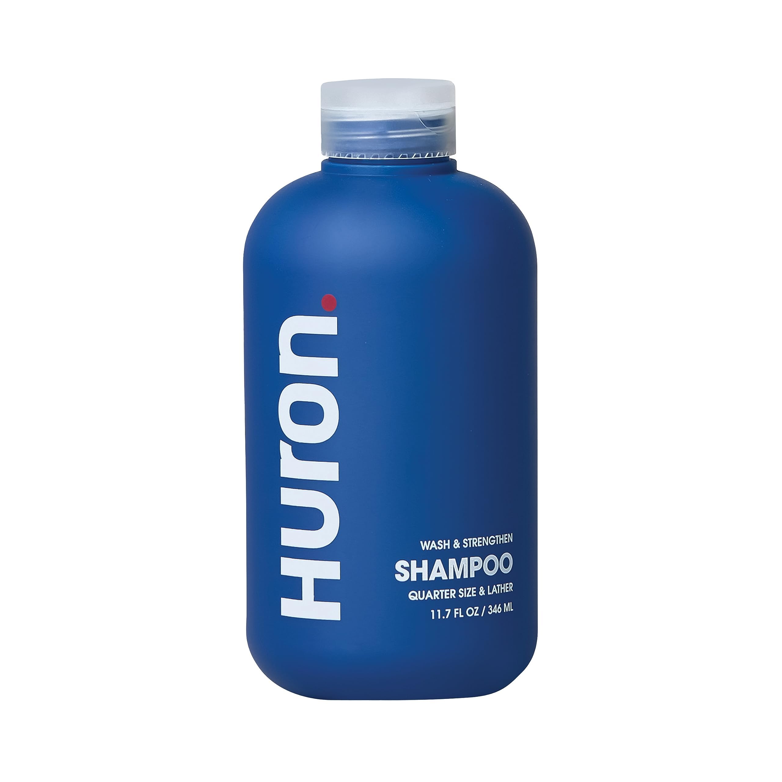 Huron Men's Shampoo citrus-juniper bottle highlights refreshing scent and daily cleanse.