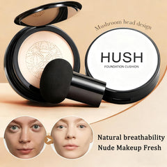 Close-up of Hush Makeup foundation showing natural, undetectable skin coverage